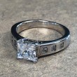 14K White Gold Princess Cut Diamond Accent Engagement Ring